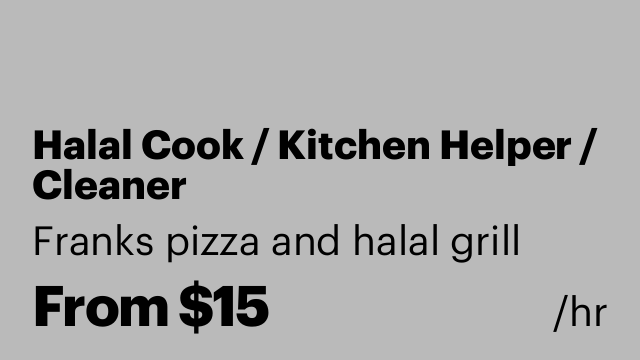 Halal Cook / Kitchen Helper / Cleaner