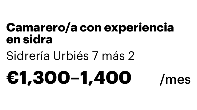 Camarero/a con experiencia en sidra