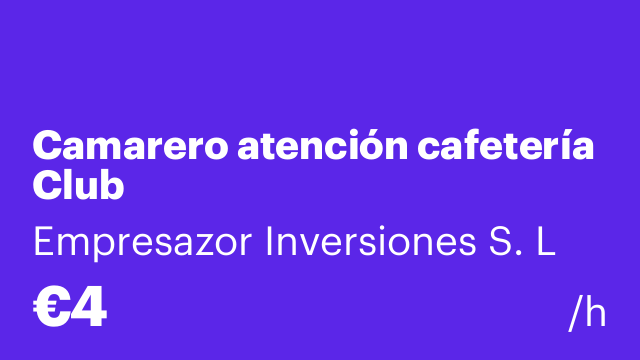 Camarero atención cafetería Club