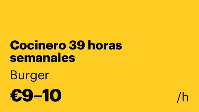 Cocinero 39 horas semanales