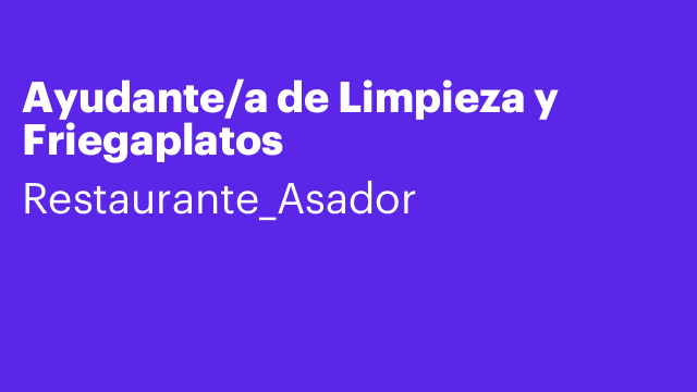 Ayudante/a de Limpieza y Friegaplatos