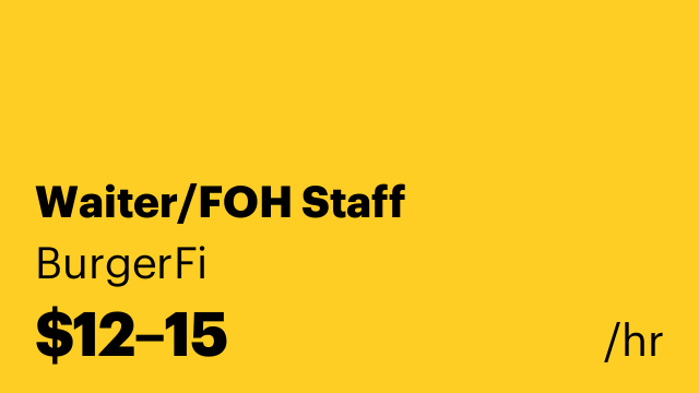 Waiter/FOH Staff