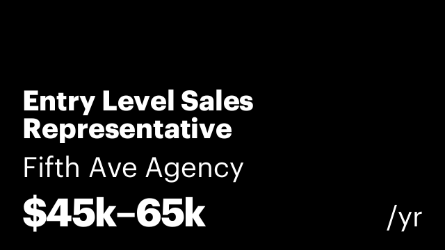 Entry Level Sales Representative