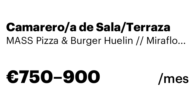 Camarero/a de Sala/Terraza