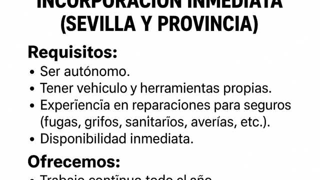 SE BUSCA FONTANERO AUTÓNOMO – INCORPORACIÓN INMEDIATA