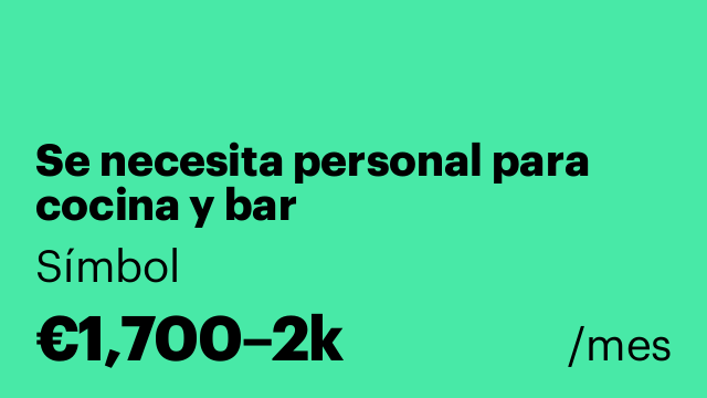 Se necesita personal para cocina y bar