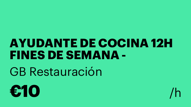 AYUDANTE DE COCINA 12H FINES DE SEMANA - ALJARAFE