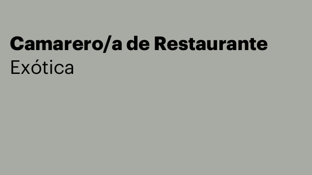 Camarero/a de Restaurante