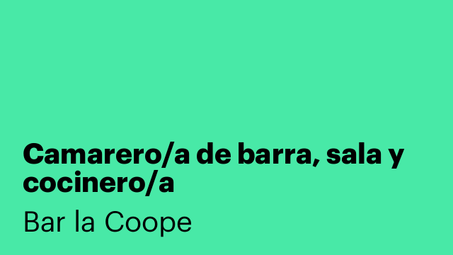 Camarero/a de barra, sala y cocinero/a