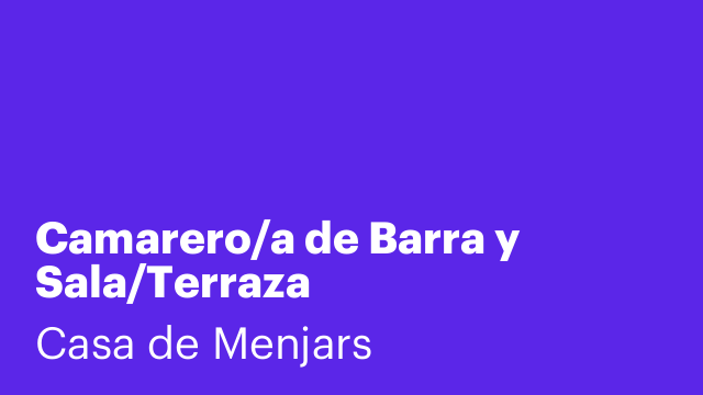 Camarero/a de Barra y Sala/Terraza