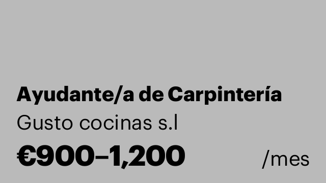 Ayudante/a de Carpintería