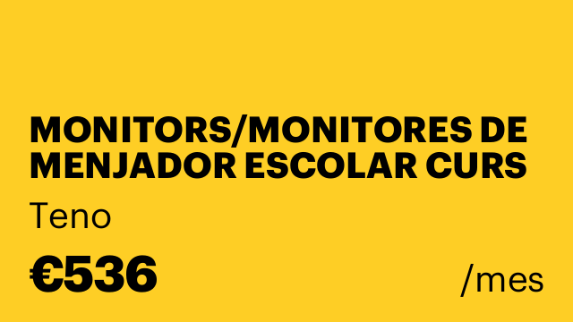 MONITORS/MONITORES DE MENJADOR ESCOLAR CURS 26-27