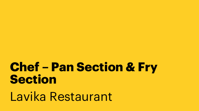 Chef – Pan Section & Fry Section