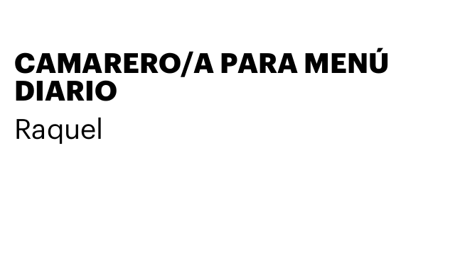 CAMARERO/A PARA MENÚ DIARIO