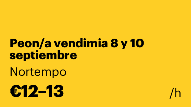 Peon/a vendimia 8 y 10 septiembre