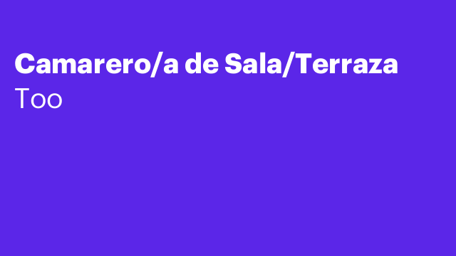 Camarero/a de Sala/Terraza