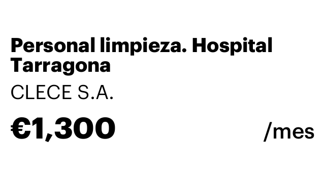 Personal limpieza. Hospital Tarragona