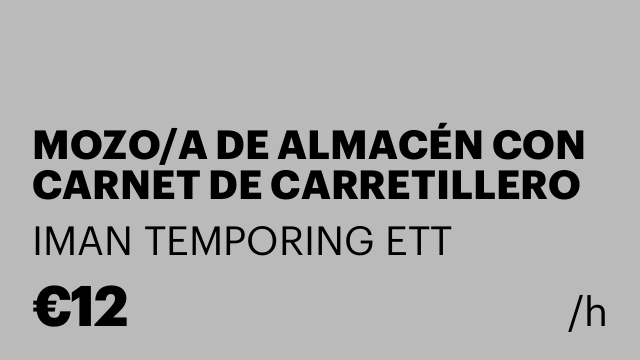 MOZO/A DE ALMACÉN CON CARNET DE CARRETILLERO