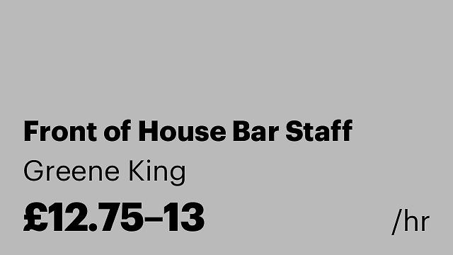 Front of House Bar Staff