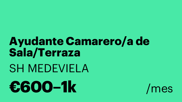 Ayudante Camarero/a de Sala/Terraza