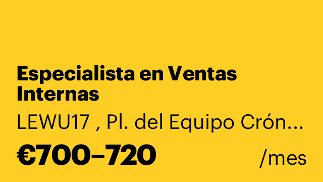 Especialista en Ventas Internas