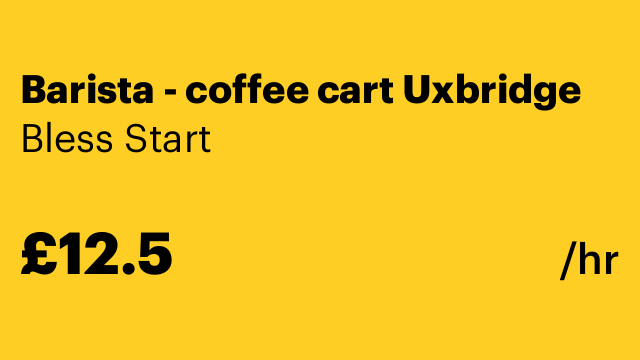 Barista - coffee cart Uxbridge