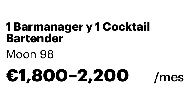 1 Barmanager y 1 Cocktail Bartender