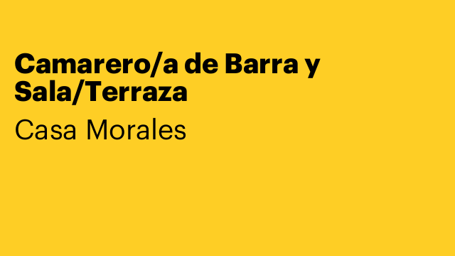 Camarero/a de Barra y Sala/Terraza