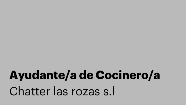 Ayudante/a de Cocinero/a