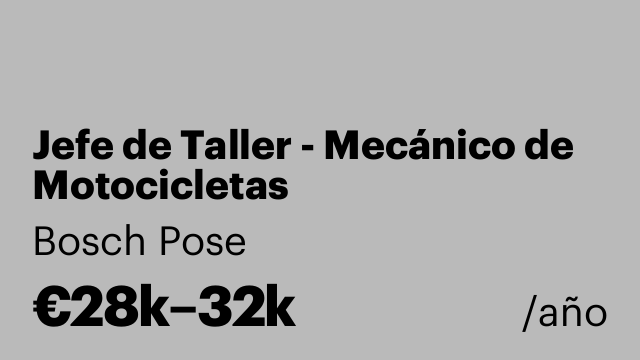 Jefe de Taller - Mecánico de Motocicletas