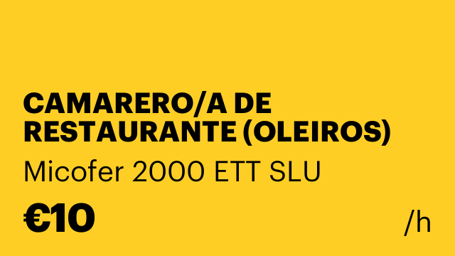 CAMARERO/A DE RESTAURANTE (OLEIROS)