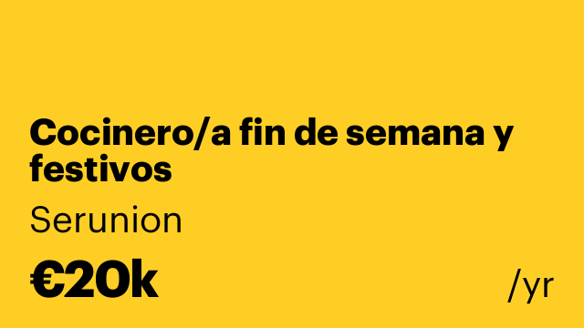 Cocinero/a fin de semana y festivos