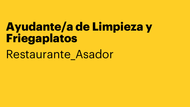 Ayudante/a de Limpieza y Friegaplatos