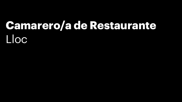 Camarero/a de Restaurante