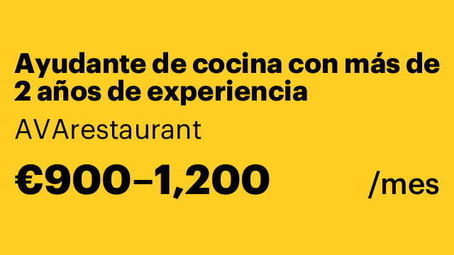Ayudante de cocina con más de 2 años de experiencia