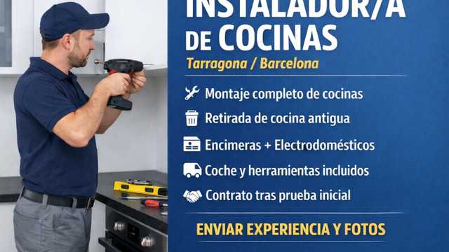 Instalador/a de cocinas integral (montaje completo) – 1 vacante