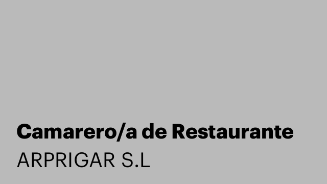 Camarero/a de Restaurante