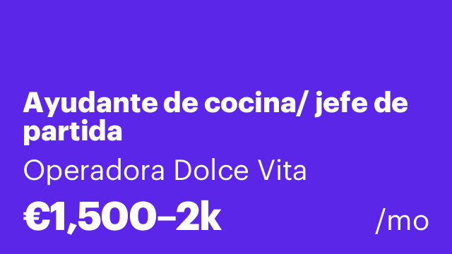 Ayudante de cocina/ jefe de partida