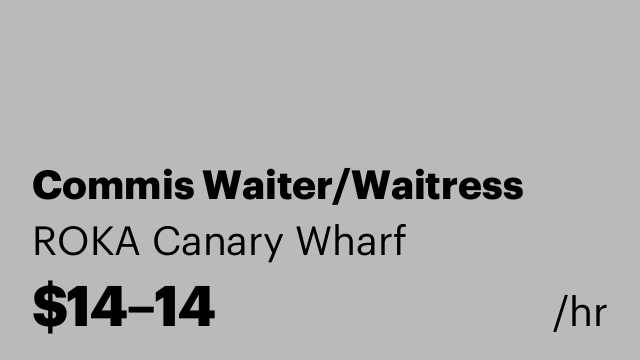 Commis Waiter/Waitress