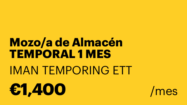 Mozo/a de Almacén TEMPORAL 1 MES