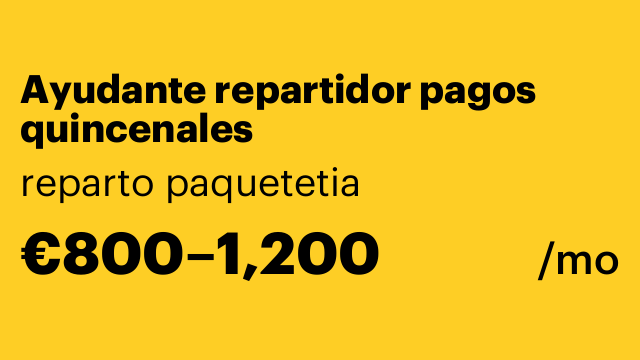 Ayudante repartidor pagos quincenales