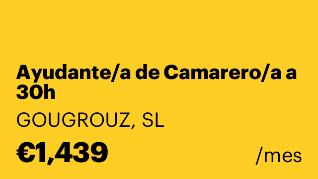 Ayudante/a de Camarero/a a 30h