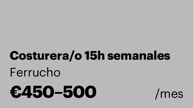 Costurera/o 15h semanales