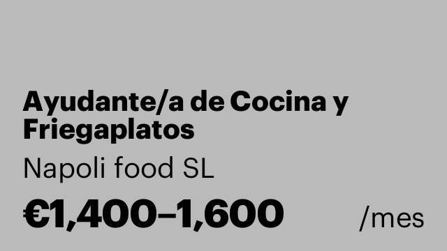 Ayudante/a de Cocina y Friegaplatos