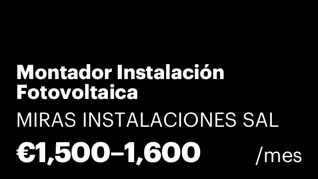 Montador Instalación Fotovoltaica