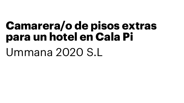 Camarera/o de pisos extras para un hotel en Cala Pi