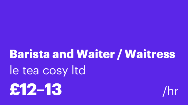 Barista and Waiter / Waitress