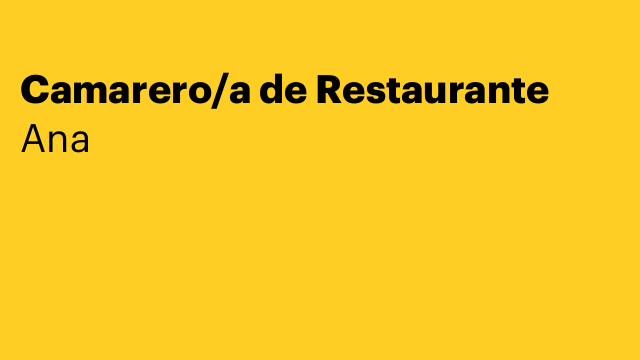 Camarero/a de Restaurante