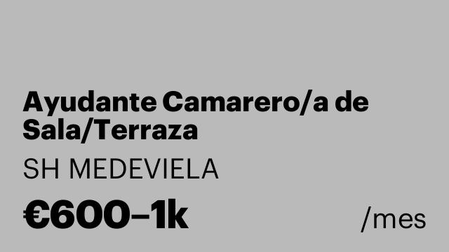 Ayudante Camarero/a de Sala/Terraza