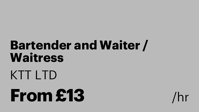 Bartender and Waiter / Waitress